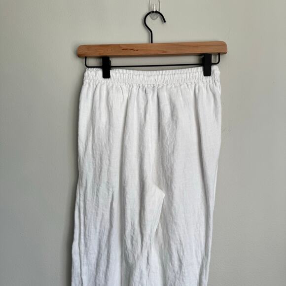 J. Crew Women's Linen Pants Size 00 White Pull-On Elastic Waist Beachy Coastal - Picture 9 of 14
